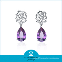 Luxury Fashion Jewelry Amethyst Drop Sterling 925 Silver Earring (E-0081)